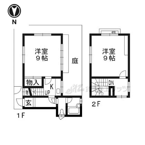 京都府京都市北区小山中溝町(賃貸一戸建2K・2階・47.24㎡)の写真 その2