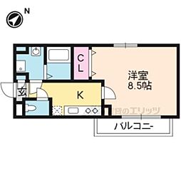 ｆｉｄｅｌ氷室 1階1Kの間取り