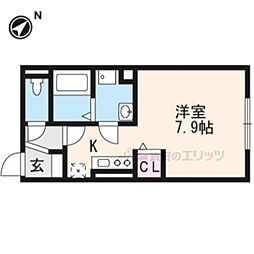 京福電気鉄道北野線 龍安寺駅 徒歩3分の賃貸アパート 1階1Kの間取り