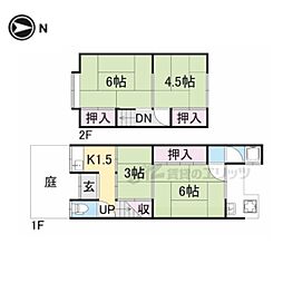 京福電気鉄道嵐山本線 帷子ノ辻駅 徒歩10分の賃貸一戸建て 4Kの間取り