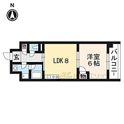 京都市営烏丸線 烏丸御池駅 徒歩5分の賃貸マンション 4階1DKの間取り