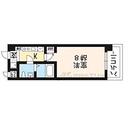 阪急京都本線 西院駅 徒歩15分の賃貸マンション 2階1Kの間取り