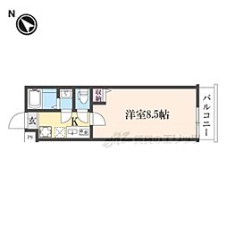 京福電気鉄道北野線 龍安寺駅 徒歩2分の賃貸マンション 2階1Kの間取り