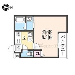 EN西ノ京二条 4階1Kの間取り