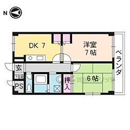 阪急京都本線 西京極駅 徒歩3分の賃貸マンション 4階2DKの間取り