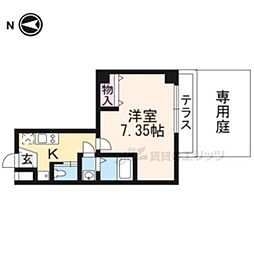 京都市営烏丸線 北大路駅 バス7分 建勲神社前下車 徒歩1分の賃貸マンション 1階1Kの間取り
