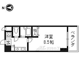 阪急京都本線 西院駅 徒歩18分の賃貸マンション 5階1Kの間取り