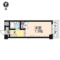 京都市営烏丸線 北大路駅 バス18分 衣笠総門町下車 徒歩1分の賃貸マンション 1階1Kの間取り