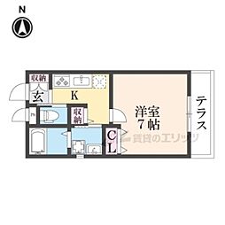 GRAND CASA TENJINGAWA 1階1Kの間取り