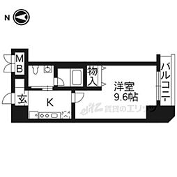 クリスタルグランツ京都高辻 1Kの間取図画像