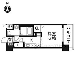 アクアプレイス京都西院 1Kの間取図画像