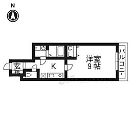 グランレブリー御所西 1Kの間取図画像