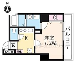 フォレスト西大路五条 1Kの間取図画像
