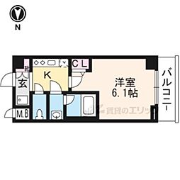 エステムコート京都西院 1Kの間取図画像