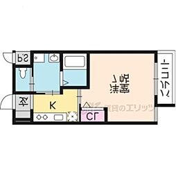 キャソレット二條古城町 1Kの間取図画像
