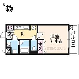 トサキパークコート西京極 1Kの間取図画像