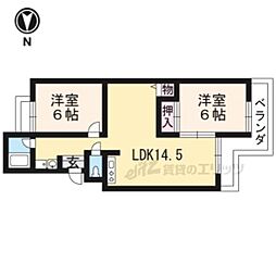 グランドール桂 2LDKの間取図画像