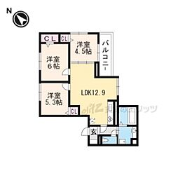 ルピナス嵯峨B 3LDKの間取図画像