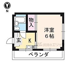 桃園ハイツ 3階1Kの間取り