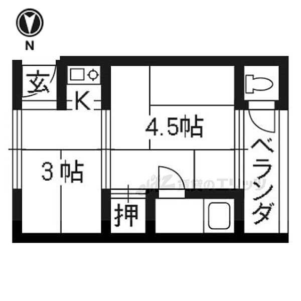 ヒサマツ荘 7｜京都府京都市左京区岩倉三宅町(賃貸アパート2K・2階・17.01㎡)の写真 その2