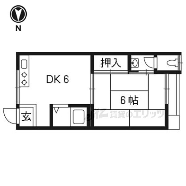 赤山ハウス 08｜京都府京都市左京区修学院川尻町(賃貸アパート1DK・1階・24.30㎡)の写真 その2