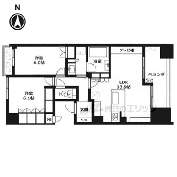 グランレジェイド京都河原町 ｜京都府京都市中京区裏寺町(賃貸マンション2LDK・7階・57.28㎡)の写真 その2