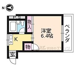 京都市営烏丸線 北大路駅 バス13分 紫野泉堂町下車 徒歩3分の賃貸マンション 1階1Kの間取り