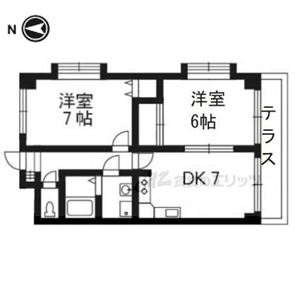 ラ・ルーチェ宝ヶ池 106｜京都府京都市左京区岩倉北桑原町(賃貸マンション2DK・1階・46.44㎡)の写真 その2