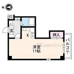 アビタ上賀茂 2階1Kの間取り