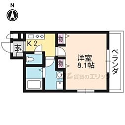 京阪本線 神宮丸太町駅 徒歩9分の賃貸アパート 2階1Kの間取り