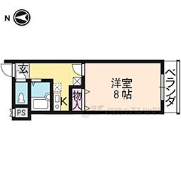 エクセル三宅 2階1Kの間取り