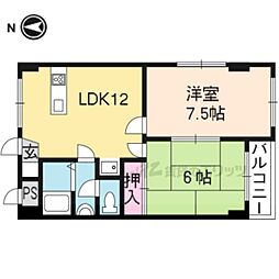 叡山電鉄鞍馬線 岩倉駅 徒歩8分の賃貸マンション 3階2LDKの間取り