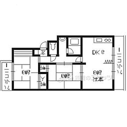 山端マンション 2階2LDKの間取り
