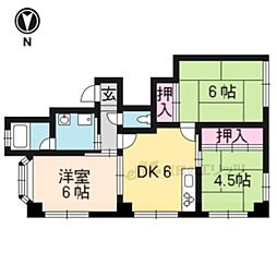 フレスコ小倉ハイツ 3DKの間取図画像