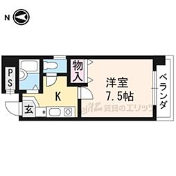 叡山電鉄叡山本線 一乗寺駅 徒歩3分の賃貸マンション 2階1Kの間取り