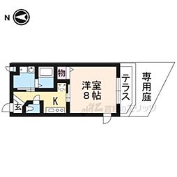 Ｗｅｓｔ　ｃｏｕｒｔ　北白川 1階1Kの間取り