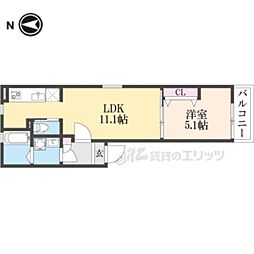 ＹＵＭＡＲＩＮ7茶山 202 2階1LDKの間取り