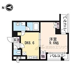 京都市営烏丸線 今出川駅 徒歩13分の賃貸マンション 5階1DKの間取り