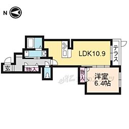 エクラージュ沙羅 2階1LDKの間取り