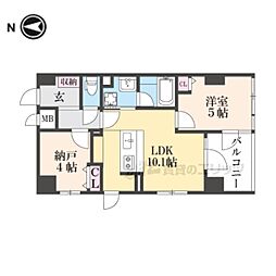 京都地下鉄東西線 二条駅 徒歩12分の賃貸マンション 4階1LDKの間取り
