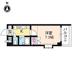 京阪本線 神宮丸太町駅 徒歩22分の賃貸マンション 3階1Kの間取り