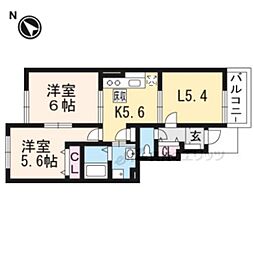 ハイム弥七 1階2LDKの間取り