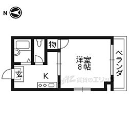 叡山荘 3階1Kの間取り