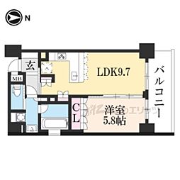 京都市営烏丸線 今出川駅 徒歩12分の賃貸マンション 2階1LDKの間取り