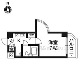 京都市営烏丸線 今出川駅 徒歩12分の賃貸マンション 6階1Kの間取り