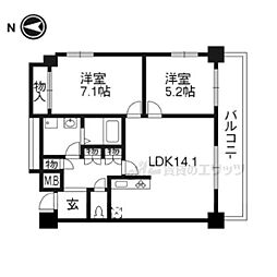サントハイム御所東 4階1LDKの間取り