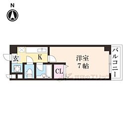 シャルムーズ二条高倉 1Kの間取図画像
