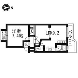 リヴィエラ下鴨 1LDKの間取図画像