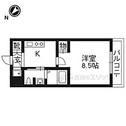レジディア洛北 1Kの間取図画像