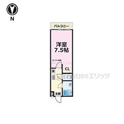 サンダ館2 1Kの間取図画像